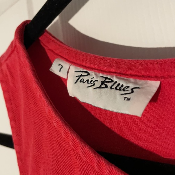 Red jean-like material sheath dress, (Vintage) - Picture 7 of 7